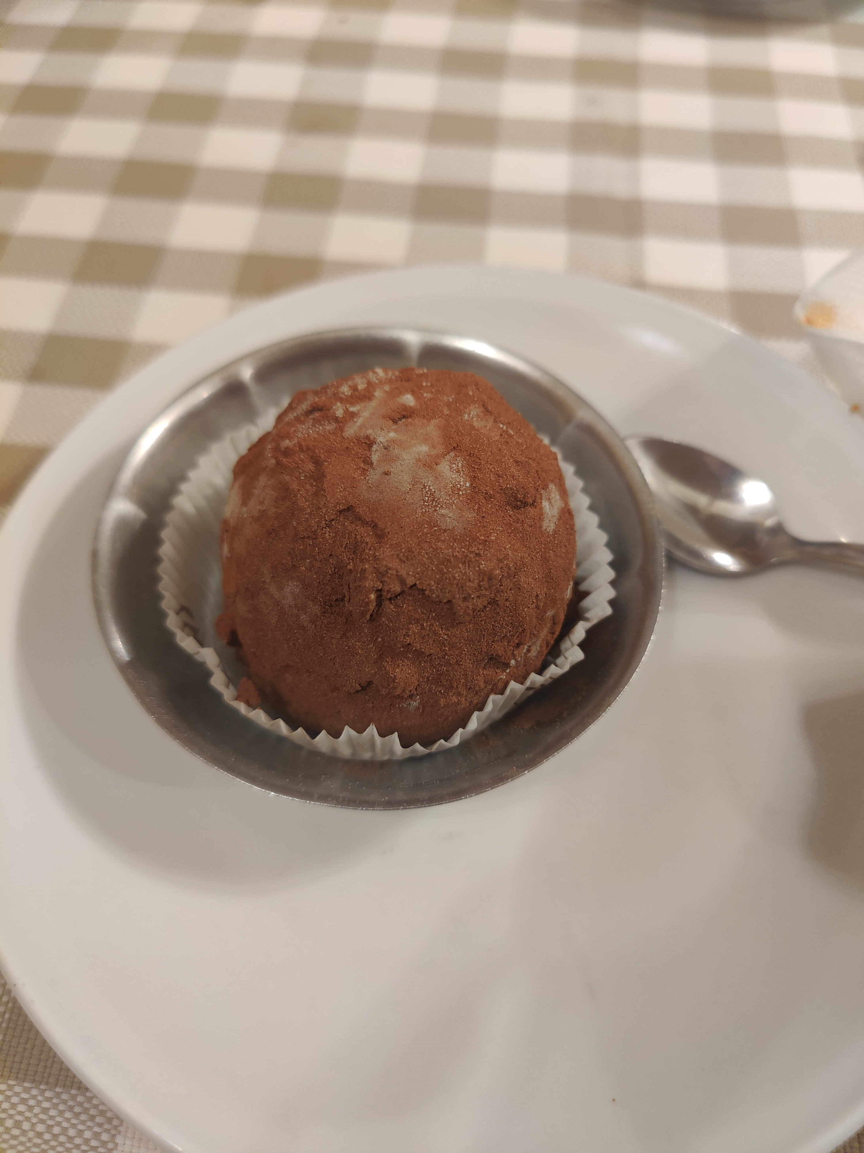 罗马的Tartufo,类似表面撒了可可粉的冰淇淋球